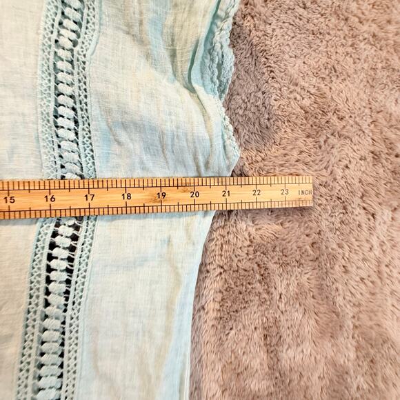 Bellambra Mint Green Linen Shift Dress Embroider Lace Trim M Made in Italy - Picture 10 of 10